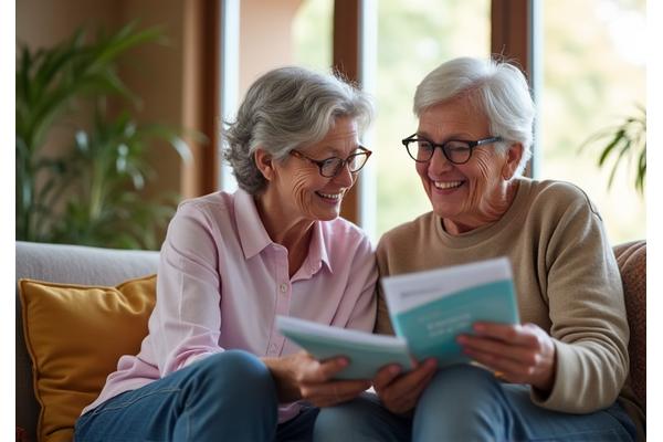 Two diverse individuals collaboratively studying health materials in a supportive setting, representing a scholarship program.
